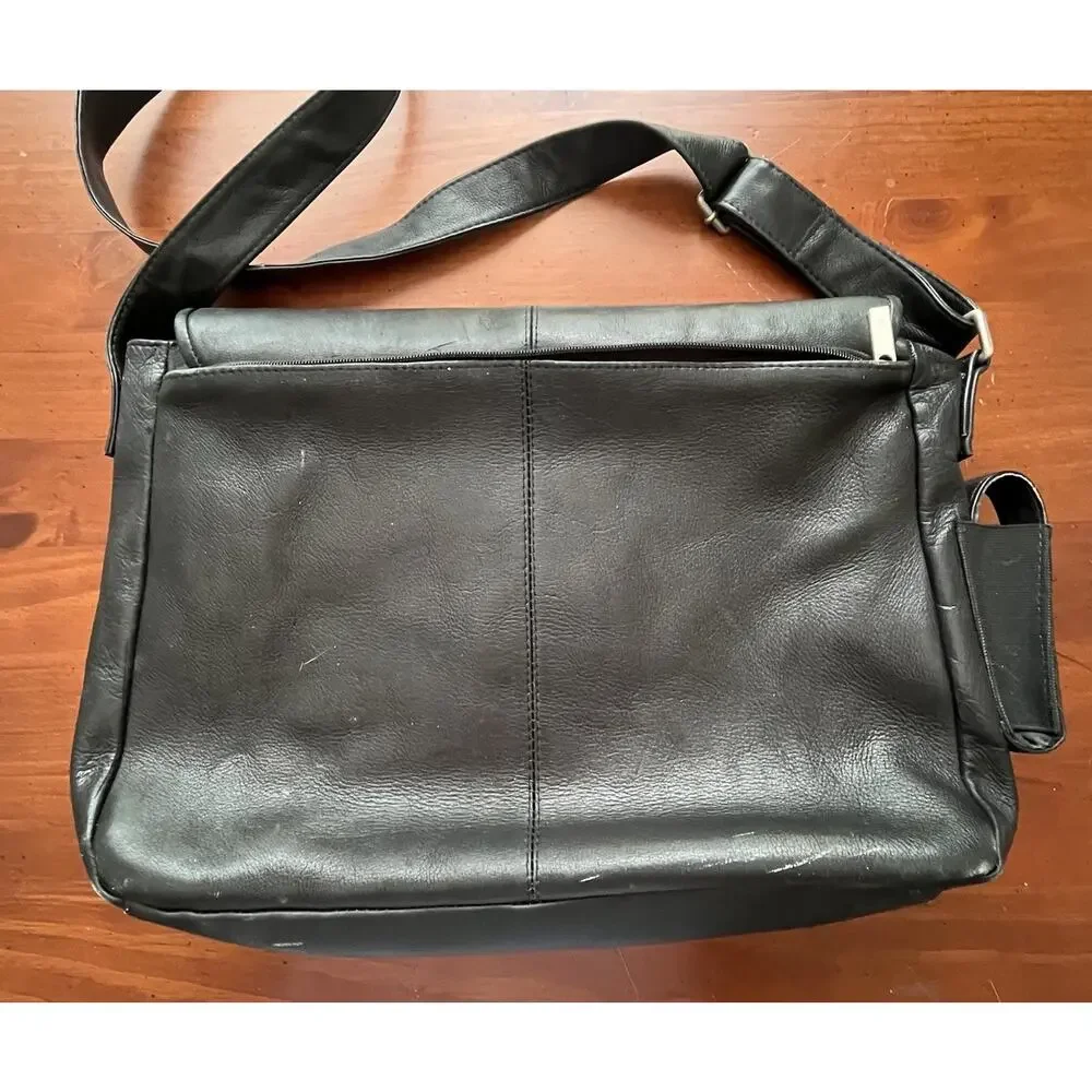 Vintage Wilsons Leather Satchel Messenger Black Shoulder Bag Laptop Briefcase